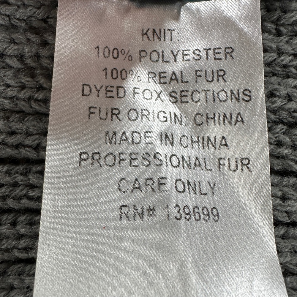 Jocelyn Charcoal Scarf with Faux Fur Pom Poms - Picture 5 of 10